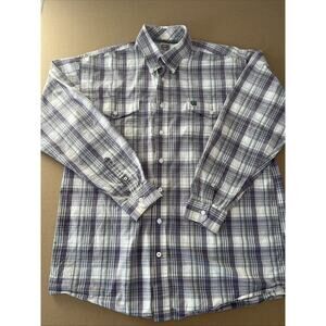 Cinch Button Down Cowboy Western Shirt Flip Cuff Floral / Plaid Purple Men L